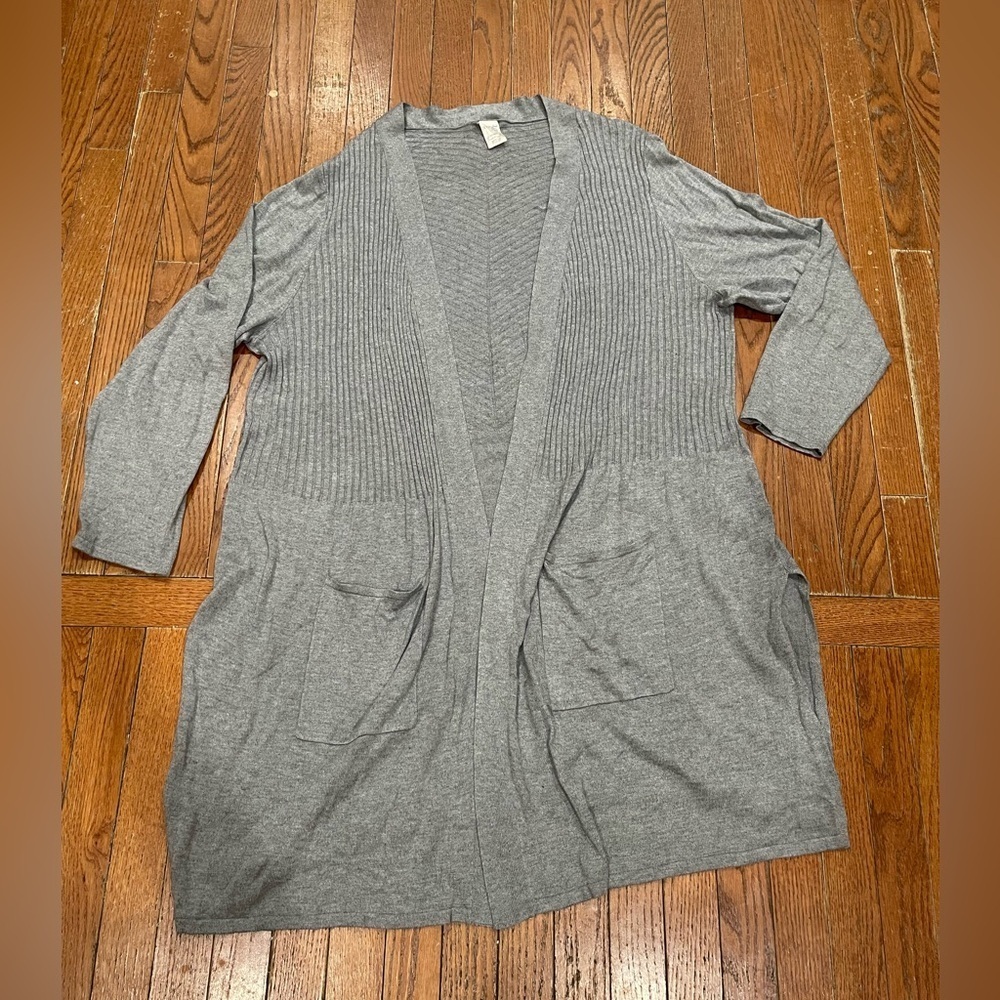Terra & Sky Gray Open Front Cardigan